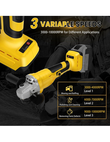 Amoladora Angular Inalámbrica LEZZYRUCK 20V 10000RPM Sin Batería