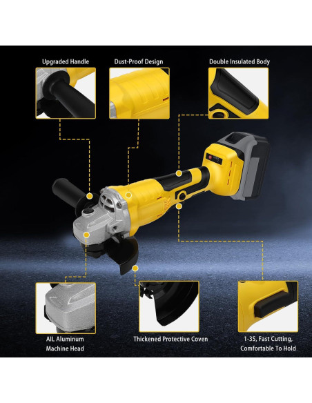 Amoladora Angular Inalámbrica LEZZYRUCK 20V 10000RPM Sin Batería