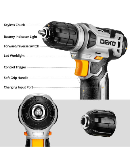 DEKOPRO Kit de Herramientas 126 Piezas con Taladro 8V