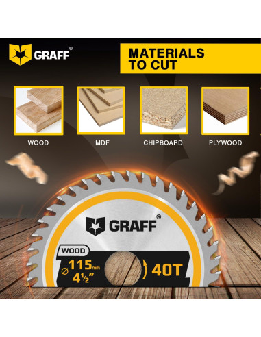 Disco de corte GRAFF 11,43 cm 40 dientes para madera