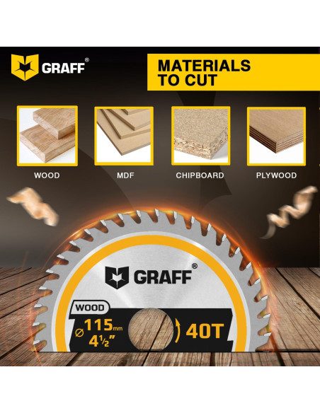 Disco de corte GRAFF 11,43 cm 40 dientes para madera