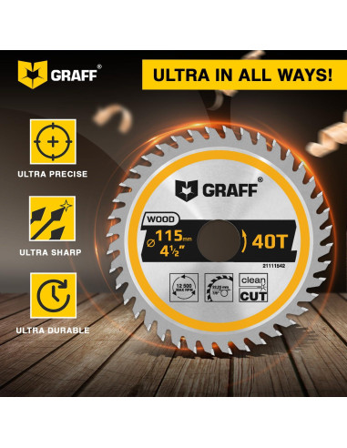 Disco de corte GRAFF 11,43 cm 40 dientes para madera