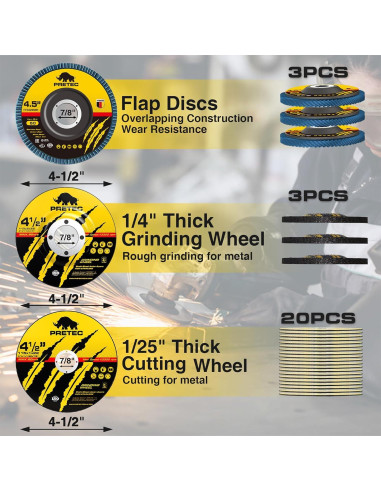26 Paquetes Discos de Corte y Esmeril 4.5" PRETEC