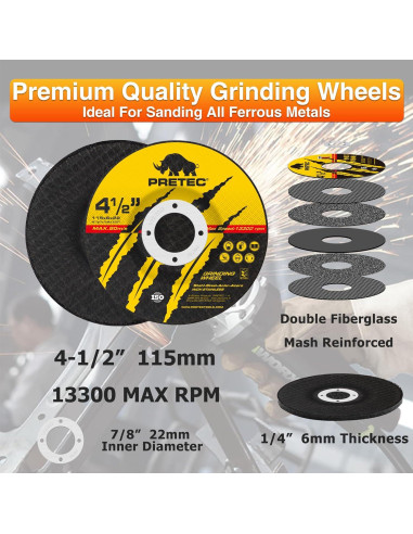 26 Paquetes Discos de Corte y Esmeril 4.5" PRETEC