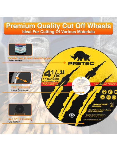 26 Paquetes Discos de Corte y Esmeril 4.5" PRETEC