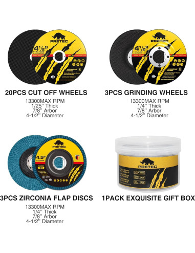 26 Paquetes Discos de Corte y Esmeril 4.5" PRETEC