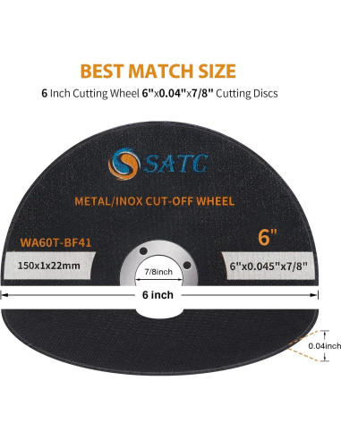 Ruedas de Corte S SATC 15,24 cm 25 PCS para Metal