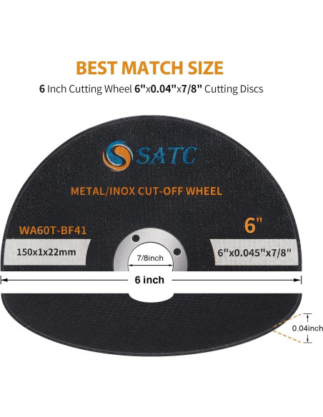 Ruedas de Corte S SATC 15,24 cm 25 PCS para Metal