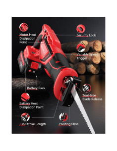 Sierra Recíproca Inalámbrica SOARFLY 21V con 2 Baterías 4.0Ah 2