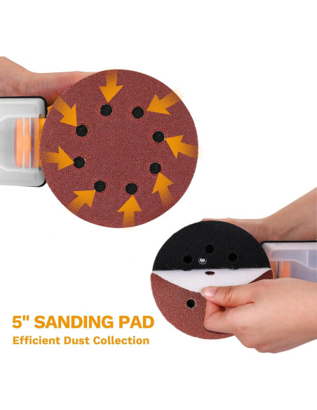 Lijadora Orbital Eléctrica DEKOPRO 5" 6 Velocidades con Polvo