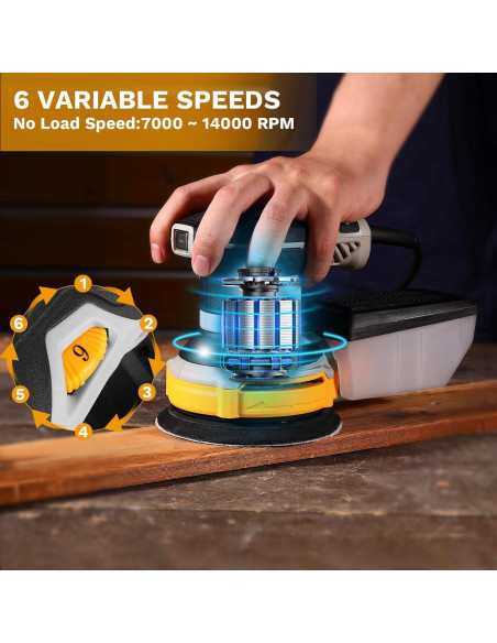 Lijadora Orbital Eléctrica DEKOPRO 5" 6 Velocidades con Polvo