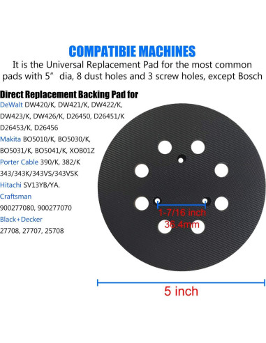 Almohadilla de Lijadora 12,7 cm Taokyid - 8 Agujeros