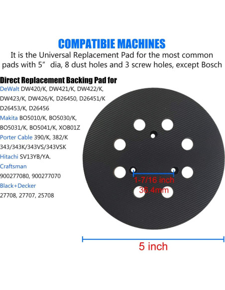 Almohadilla de Lijadora 12,7 cm Taokyid - 8 Agujeros