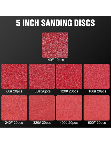 170 Piezas Discos de Lijado 5" Pukamam Granos Variados