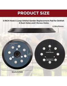 2 Pzs Almohadilla Lijado 5" 8 Agujeros Gancho y Bucle 2