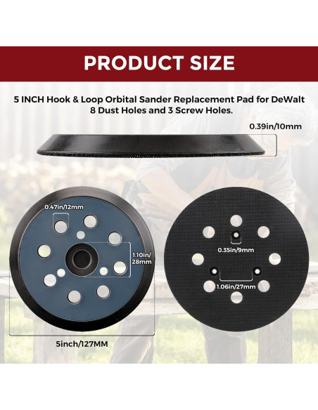 2 Pzs Almohadilla Lijado 5" 8 Agujeros Gancho y Bucle