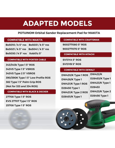 2 Pzs Almohadilla Lijado 5" 8 Agujeros Gancho y Bucle