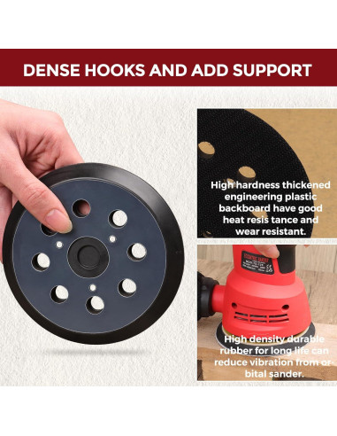 2 Pzs Almohadilla Lijado 5" 8 Agujeros Gancho y Bucle