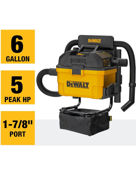 Aspiradora Húmeda Seca DEWALT DXV06G 6 Galones 5 HP Montada en Pared
