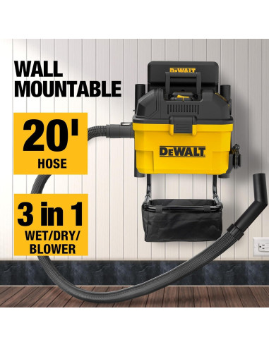 Aspiradora Húmeda Seca DEWALT DXV06G 6 Galones 5 HP Montada en Pared