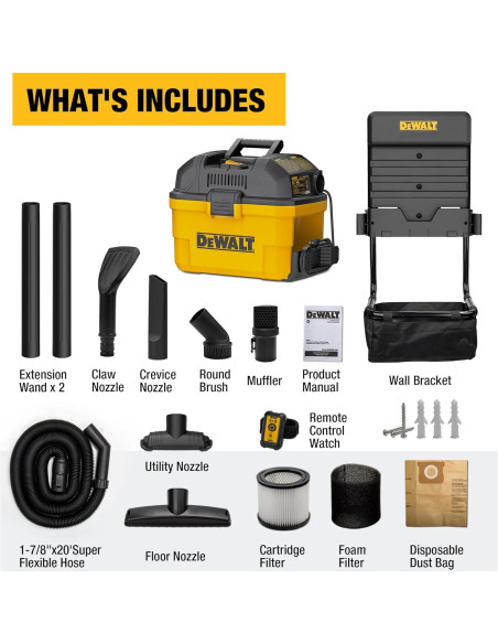 Aspiradora Húmeda Seca DEWALT DXV06G 6 Galones 5 HP Montada en Pared