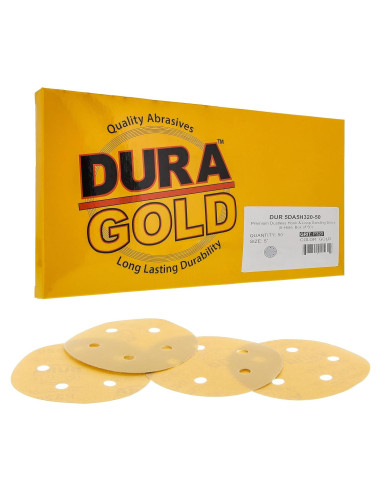 Discos de Lijado Dura-Gold 320 Grano 5" Caja de 50