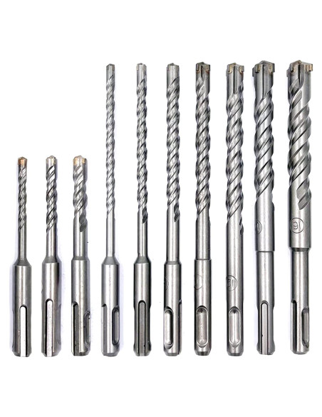 Juego de 10 Brocas SDS-Plus JFOGO para Concreto y Ladrillo