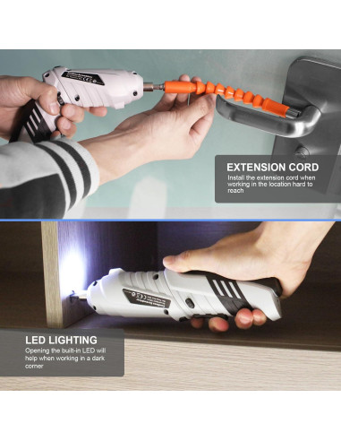 Destornillador Inalámbrico MQFORU 3.6V 47 en 1 con Luz LED