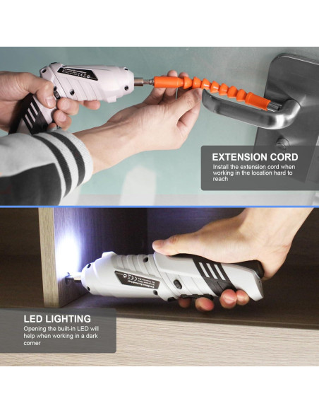 Destornillador Inalámbrico MQFORU 3.6V 47 en 1 con Luz LED