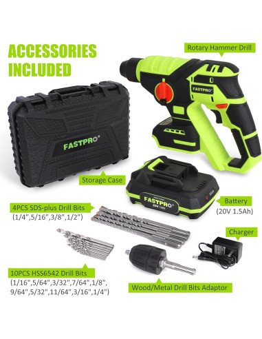 Taladro Rotativo Sin Cable FASTPRO 20V 1.68kg 2 Modos