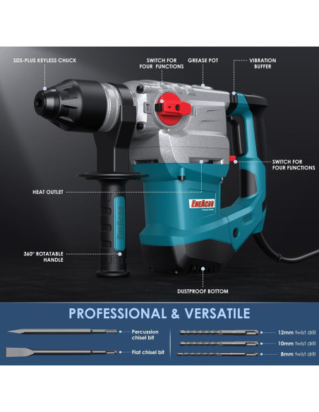 Martillo Rotativo ENEACRO ENRH3201 13A 1500W 4 Funciones