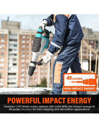 Martillo Demoledor Eléctrico Berserker 1700W SDS-Max 11.34kg