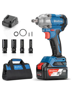Llave de impacto Dong Cheng 20V, 488 N.m, 3 modos, kit completo