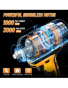 Llave de impacto inalámbrica TaskStar 1000N.m 1/2" 2 baterías 2