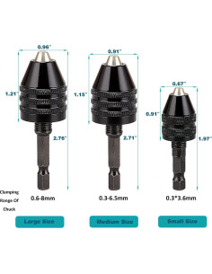 Adaptador Chuck Sin Llave Resze 3 Piezas 0.3-8mm 2