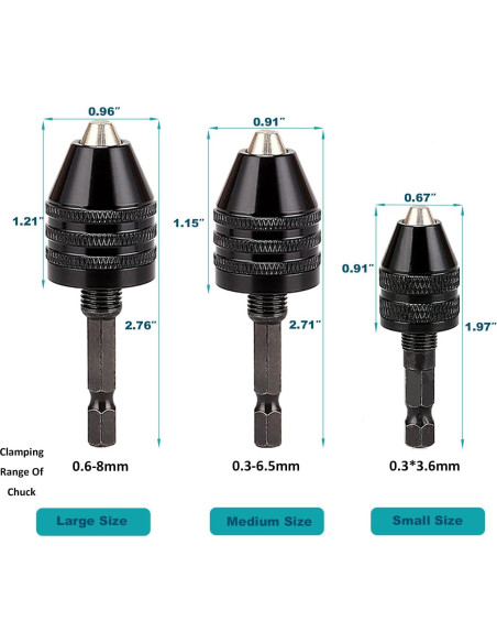 Adaptador Chuck Sin Llave Resze 3 Piezas 0.3-8mm