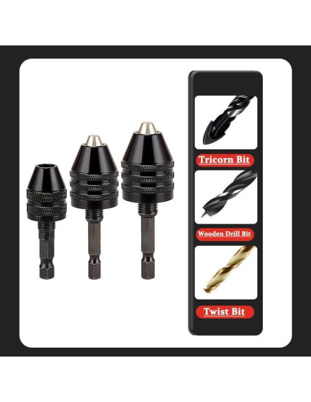 Adaptador Chuck Sin Llave Resze 3 Piezas 0.3-8mm