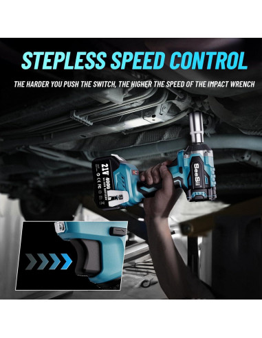 Llave de Impacto Inalámbrica Seesii WH450 450N.m 21V Compacta