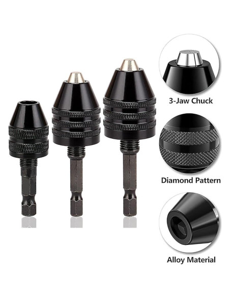 Adaptador Chuck Sin Llave Resze 3 Piezas 0.3-8mm