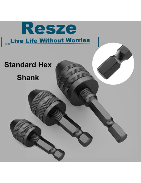 Adaptador Chuck Sin Llave Resze 3 Piezas 0.3-8mm