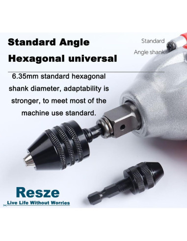 Adaptador Chuck Sin Llave Resze 3 Piezas 0.3-8mm