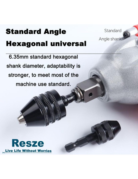 Adaptador Chuck Sin Llave Resze 3 Piezas 0.3-8mm