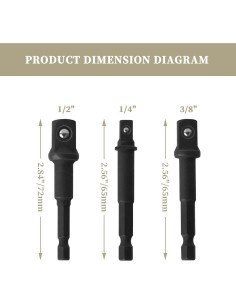 Adaptadores DeWalt DW2541IR 3 piezas 1/4, 3/8 y 1/2 pulgadas 2