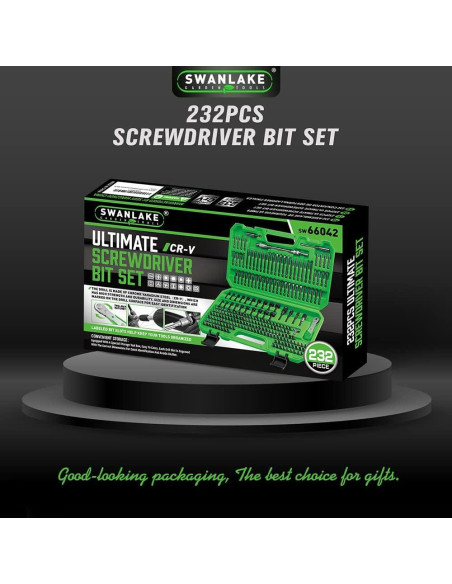 Juego de Puntas de Destornillador SWANLAKE 232PCS Acero CR-V