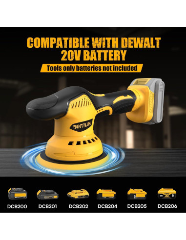 Pulidora Inalámbrica Dewalt 20V 6" Sin Batería - 14 Accesorios