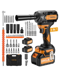 Llave de Impacto Inalámbrica This Hill 45PCS 600Nm 21V