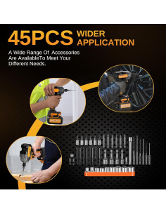 Llave de Impacto Inalámbrica This Hill 45PCS 600Nm 21V 2