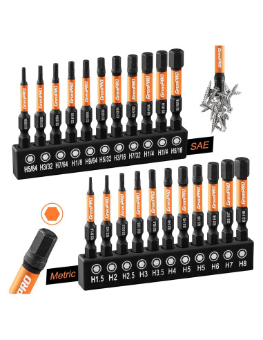 Juego de Brocas Allen GrenPRO 22 Piezas Métricas y SAE