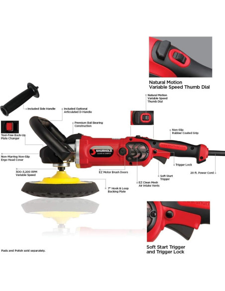 Pulidora Rotativa Shurhold 3400 7" 3200 RPM 3 kg