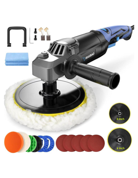 Pulidor RAYBAO 1200W Rotativo 6/7" Velocidad 1600-3500RPM